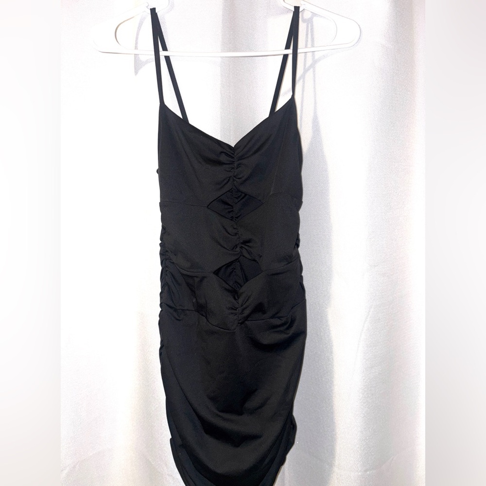 SHEIN Black Ruched Mini Dress